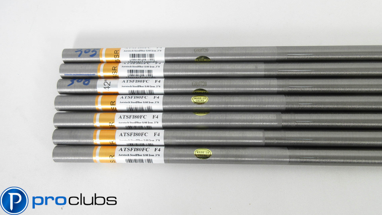 7pc NEW AEROTECH STEELFIBER fc 80 F4 STIFF FLEX IRON SHAFTS .370 TIP  (373142)